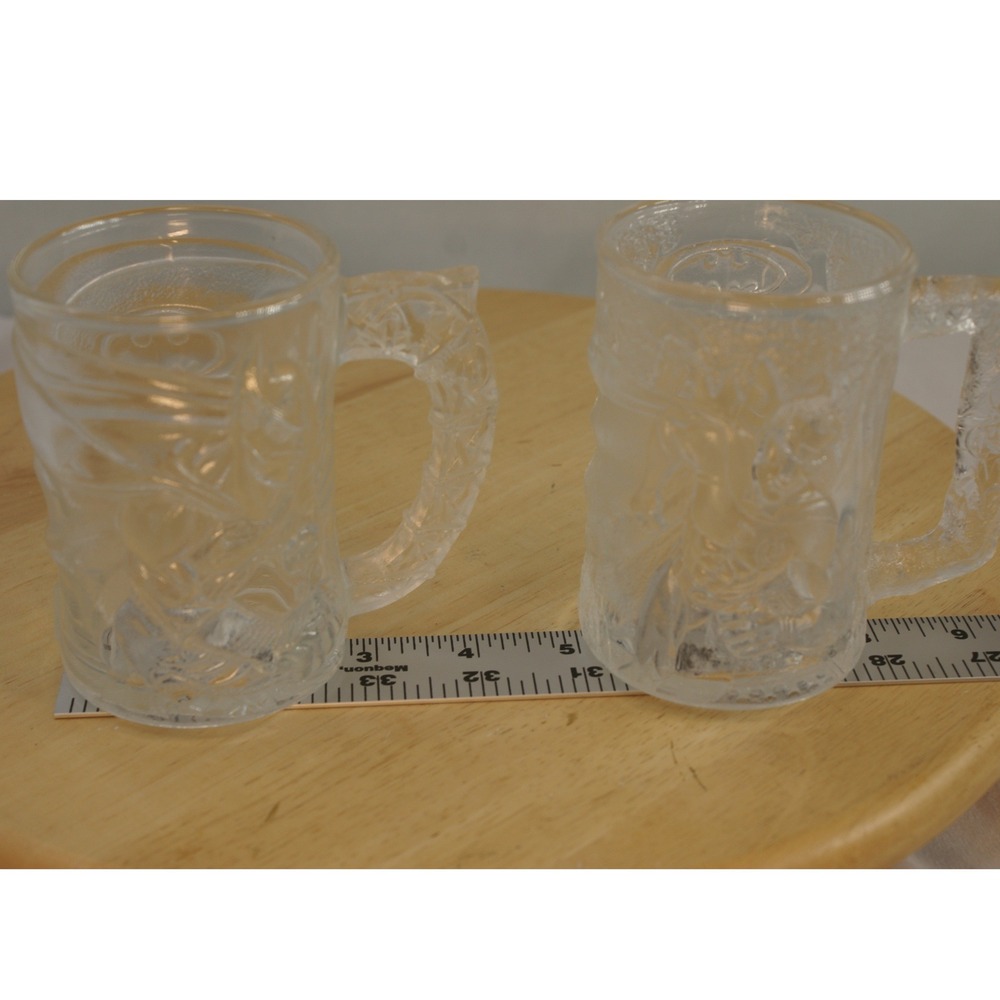 Vintage 1995 McDonalds Batman Forever Glass Mugs Set of 2 Batman & Robin France - Picture 10 of 16